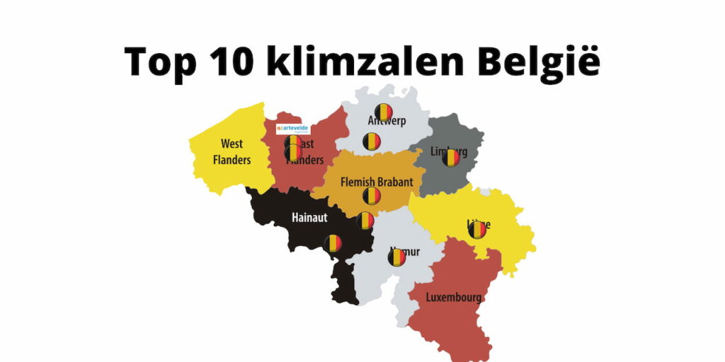 Klimzalen België - Landskaart